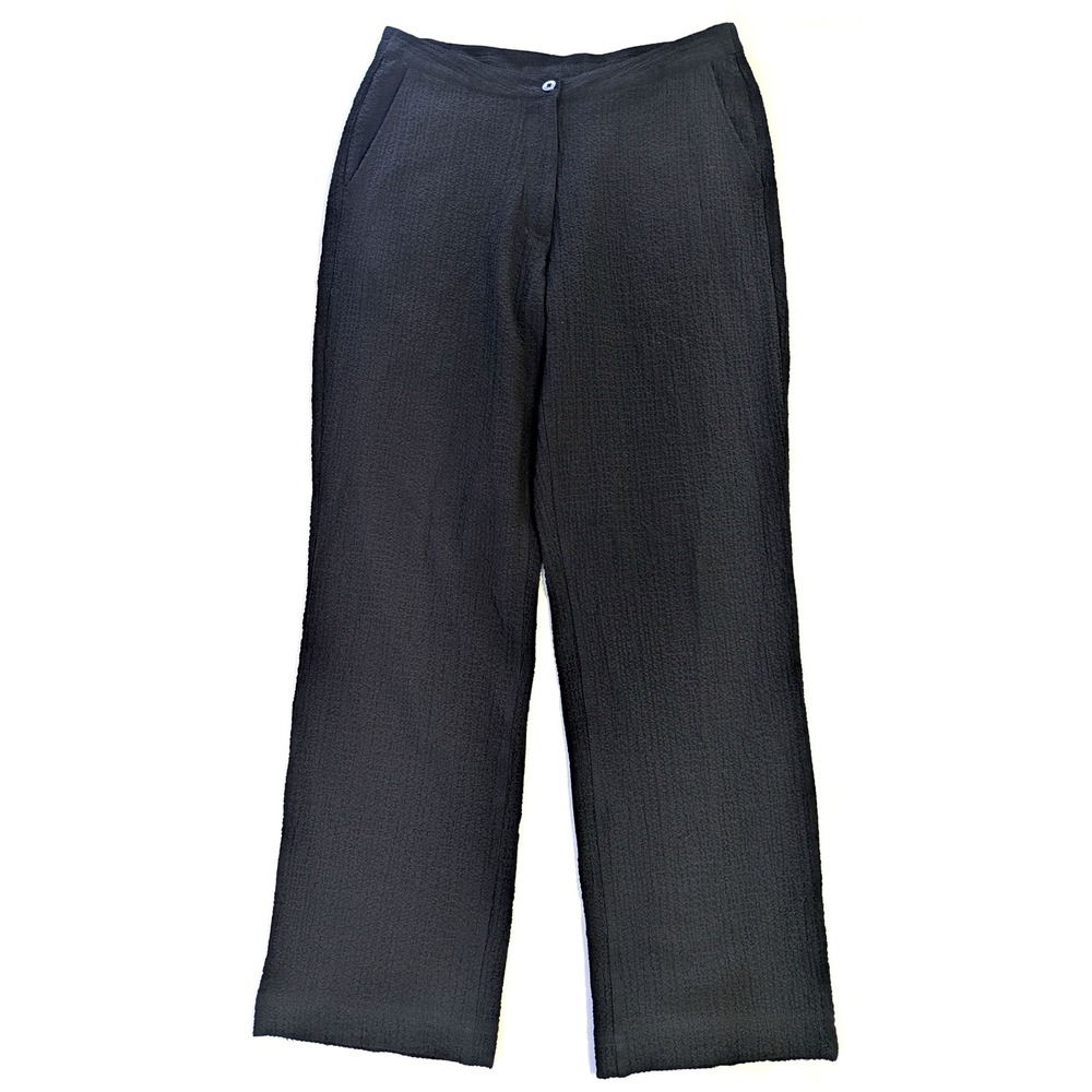 ExOfficio Women Black Textured Travel Pants Straight Leg Size Small Rayon Blend